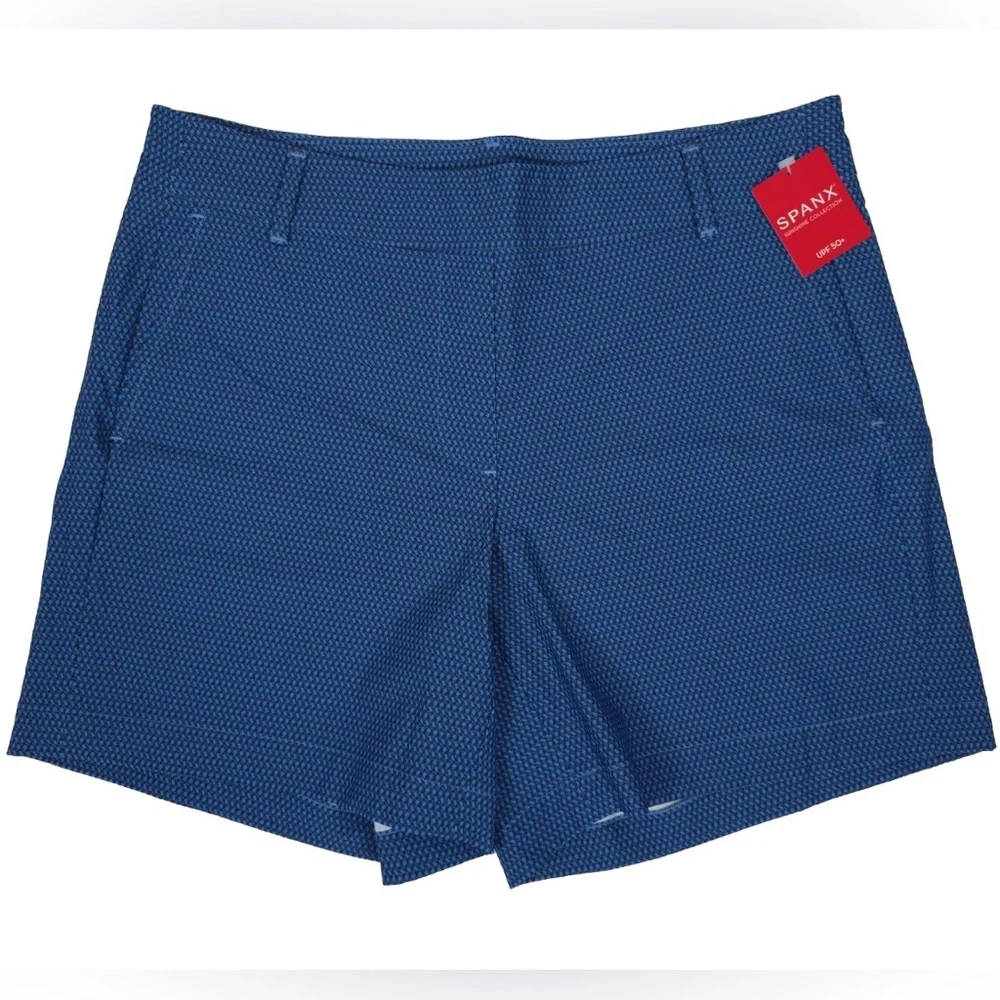 NWT SPANX Geo Scape Blue Sunshine Shorts 6” 50420R UPF 50+ Size M, L, XL